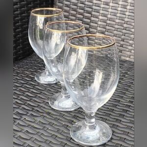 Set Of 3 Gold Rimmed Spirit Goblets